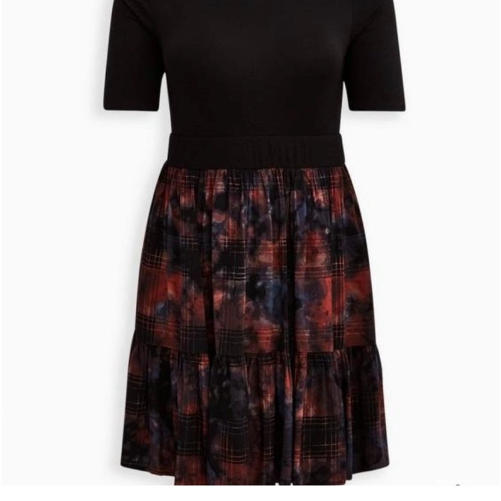 NWT Size 1 -Torrid Black/Plaid Skater Dress - Picture 3 of 6